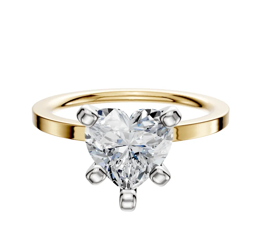 14K Two Tone 4 Prong Classic Flat 1.5mm Engagement Ring sold by Promise By Effy