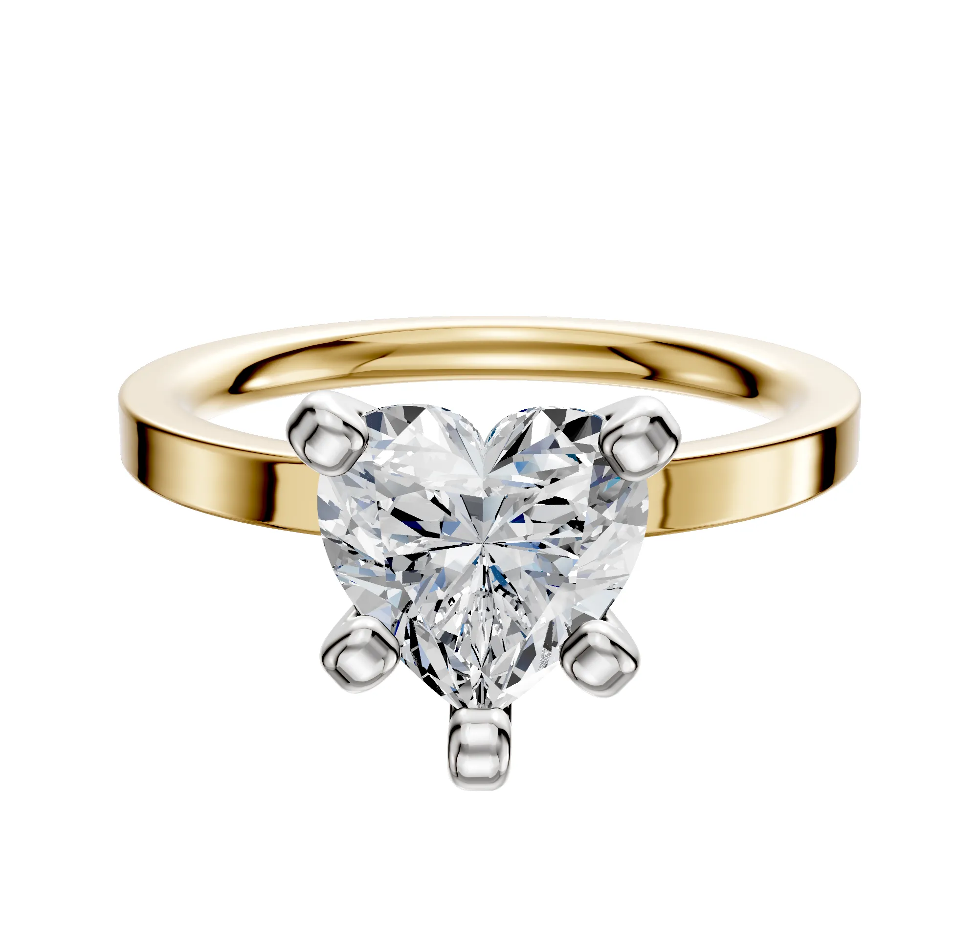 18K Two Tone 4 Prong Classic Flat 2.0mm Engagement Ring sold by Promise By Effy