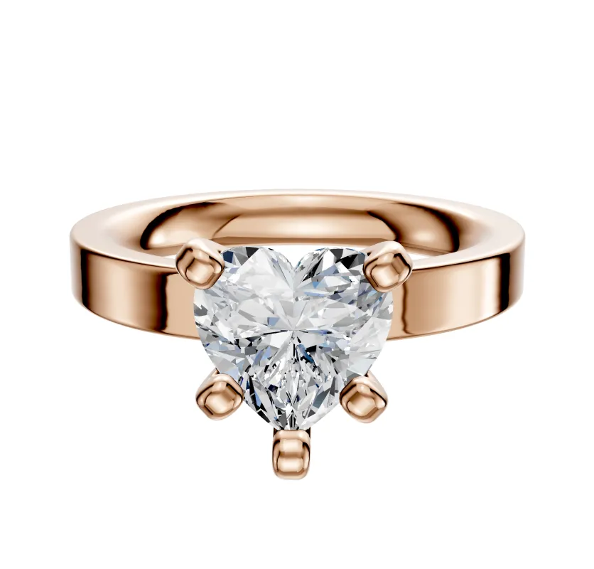 18K Rose Gold 4 Prong Classic Flat 3.0mm Engagement Ring sold by Promise By Effy