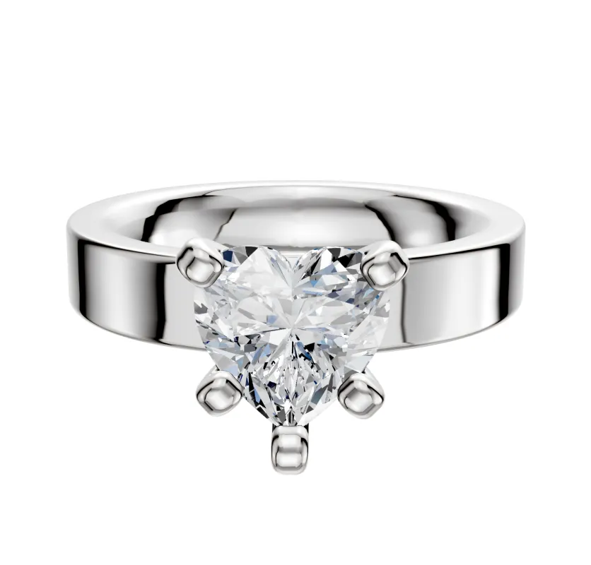14K White Gold 4 Prong Classic Flat 4.0mm Engagement Ring sold by Promise By Effy