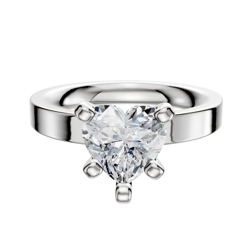 Platinum 4 Prong Classic Flat 3.0mm Engagement Ring sold by Promise By Effy