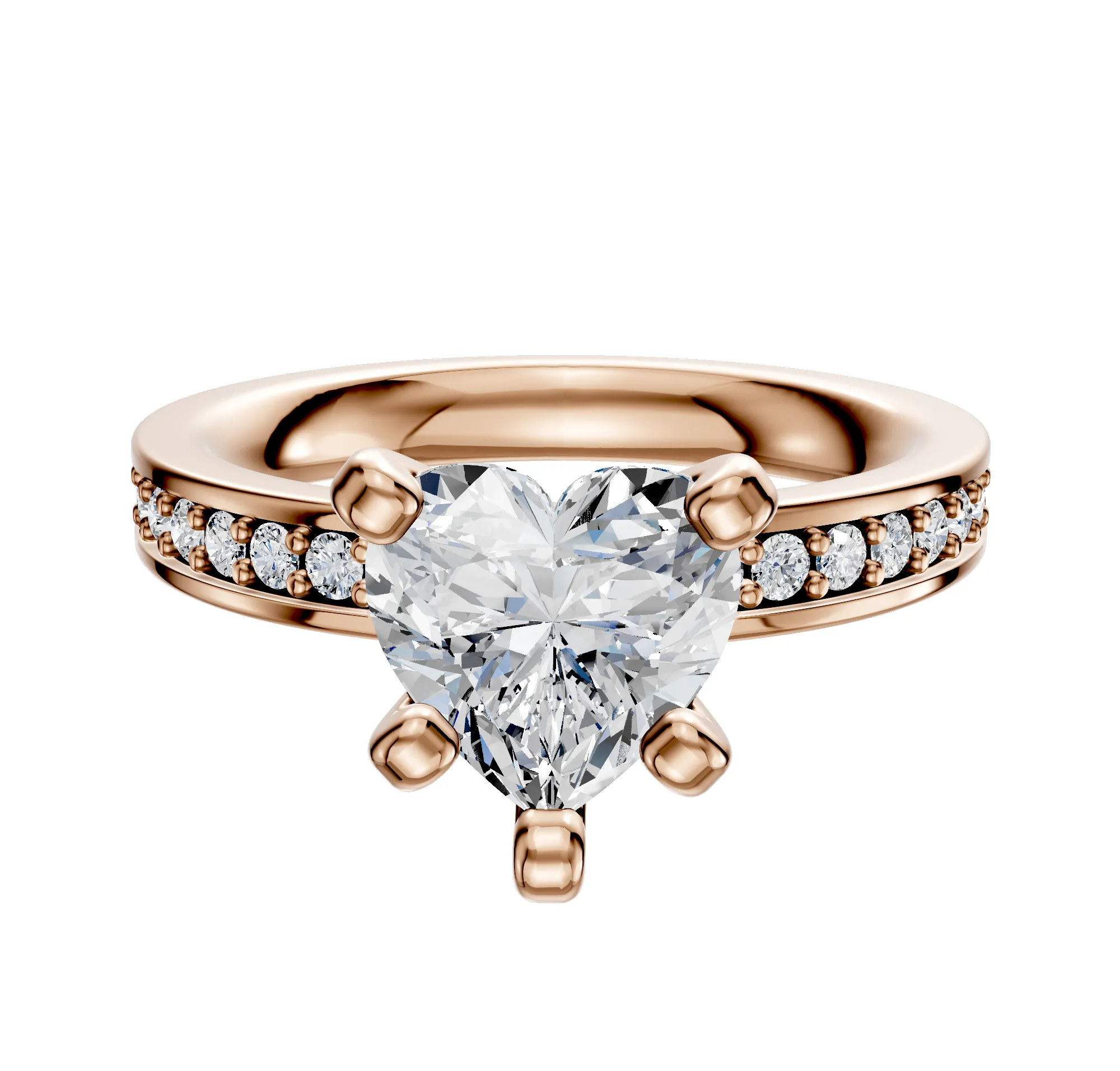 14K Rose Gold 4 Prong Classic Flat 1-Row-Pave 2.5mm Engagement Ring sold by Promise By Effy