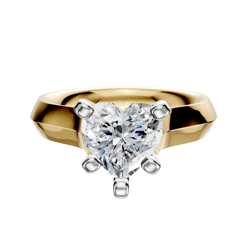 14K Two Tone 4 Prong Cathedral Knife Edge 4.0mm Engagement Ring sold by Promise By Effy