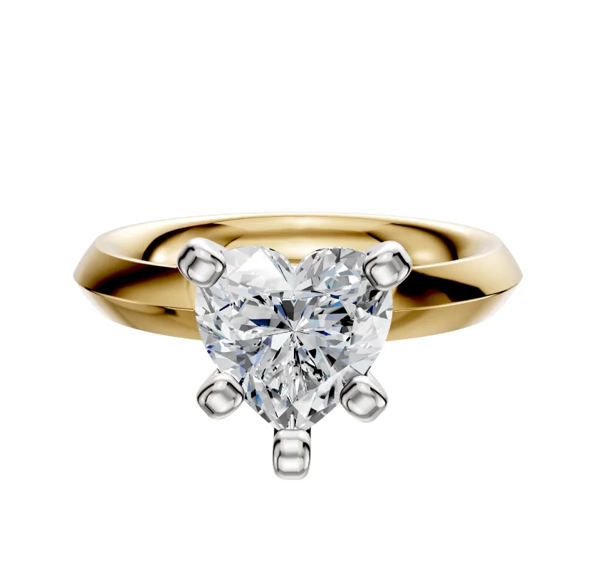 18K Two Tone 4 Prong Classic Knife Edge 3.0mm Engagement Ring sold by Promise By Effy