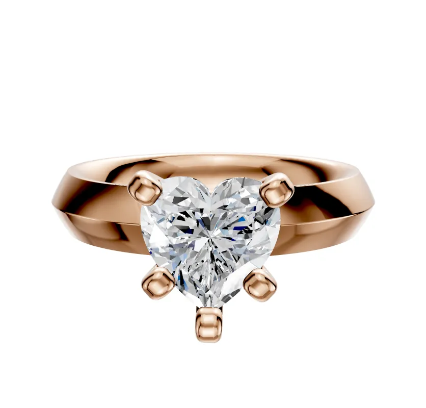 14K Rose Gold 4 Prong Classic Knife Edge 4.0mm Engagement Ring sold by Promise By Effy