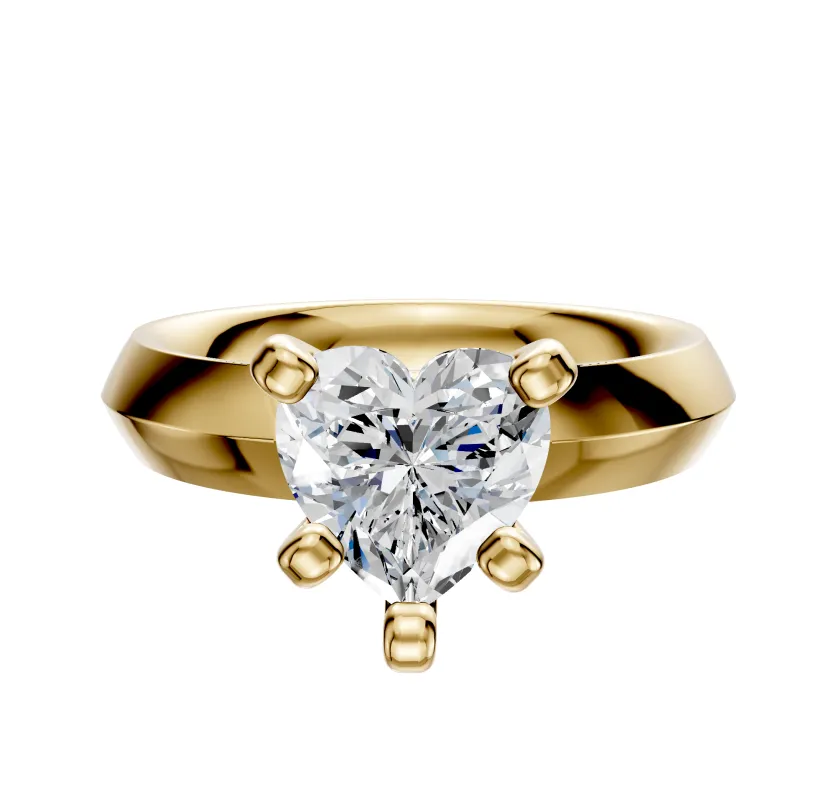 14K Yellow Gold 4 Prong Classic Knife Edge 4.0mm Engagement Ring sold by Promise By Effy