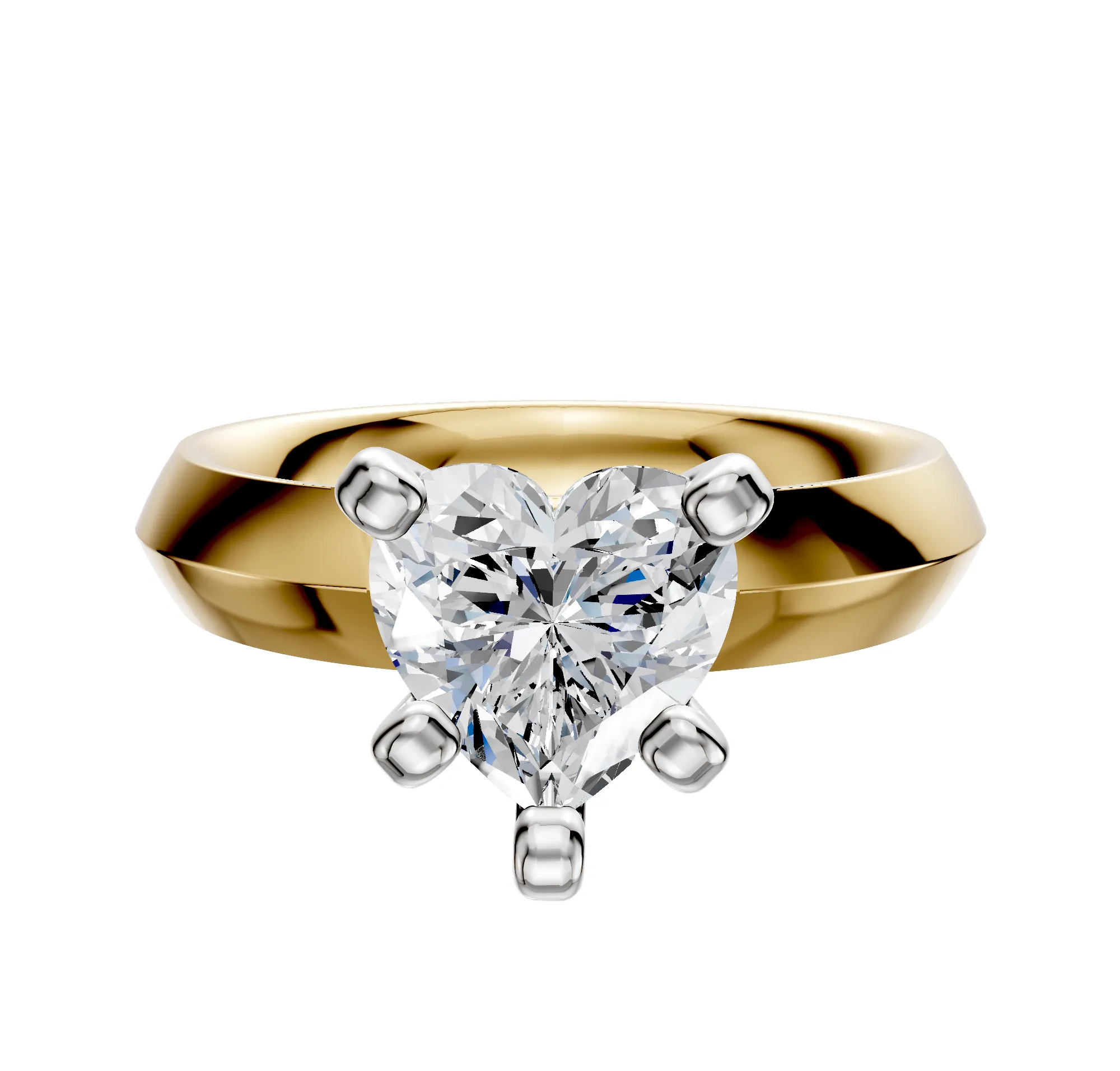 18K Two Tone 4 Prong Classic Knife Edge 4.0mm Engagement Ring sold by Promise By Effy