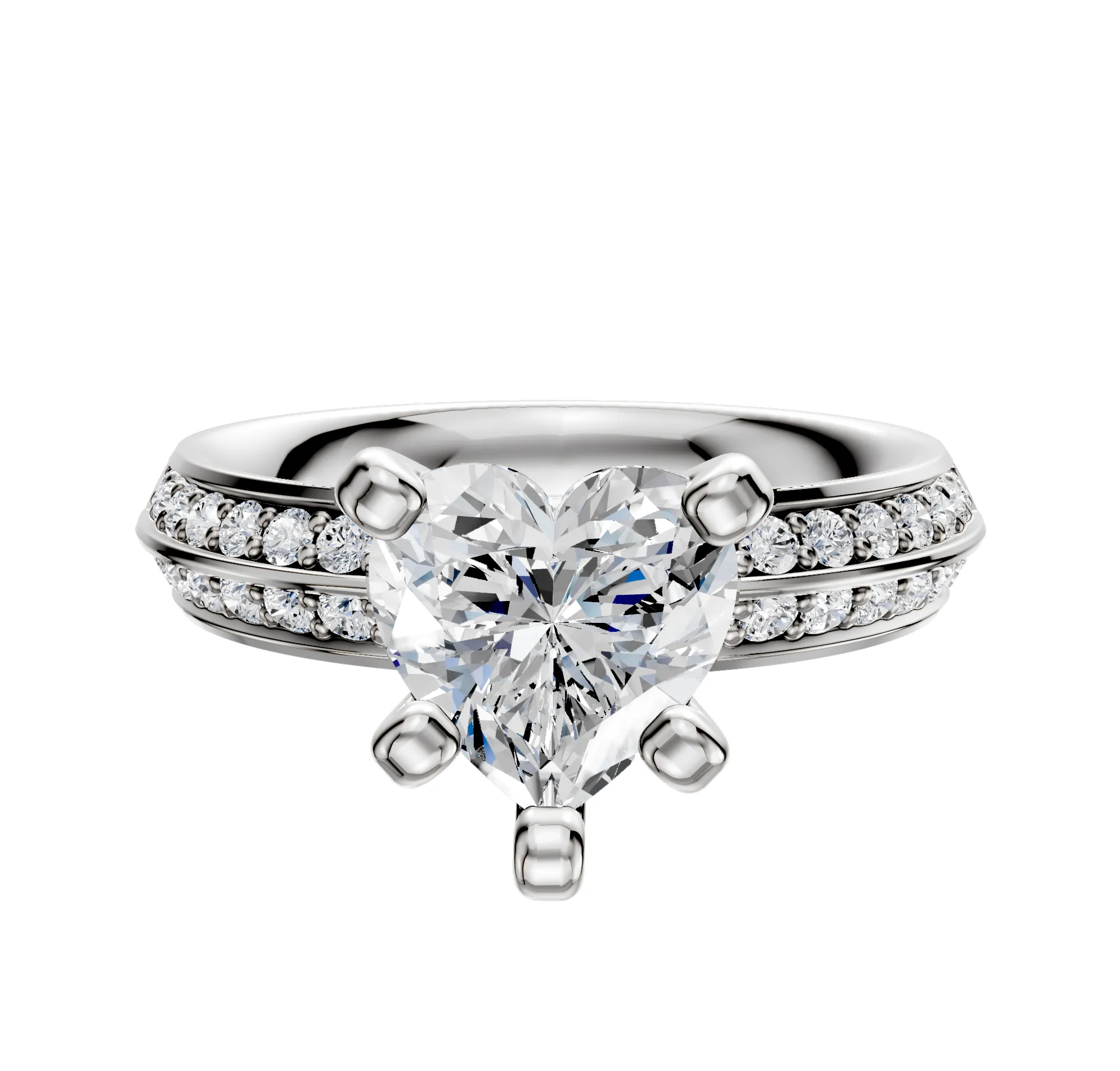 18K White Gold 4 Prong Classic Knife Edge 1-Row-Pave 2.5mm Engagement Ring sold by Promise By Effy