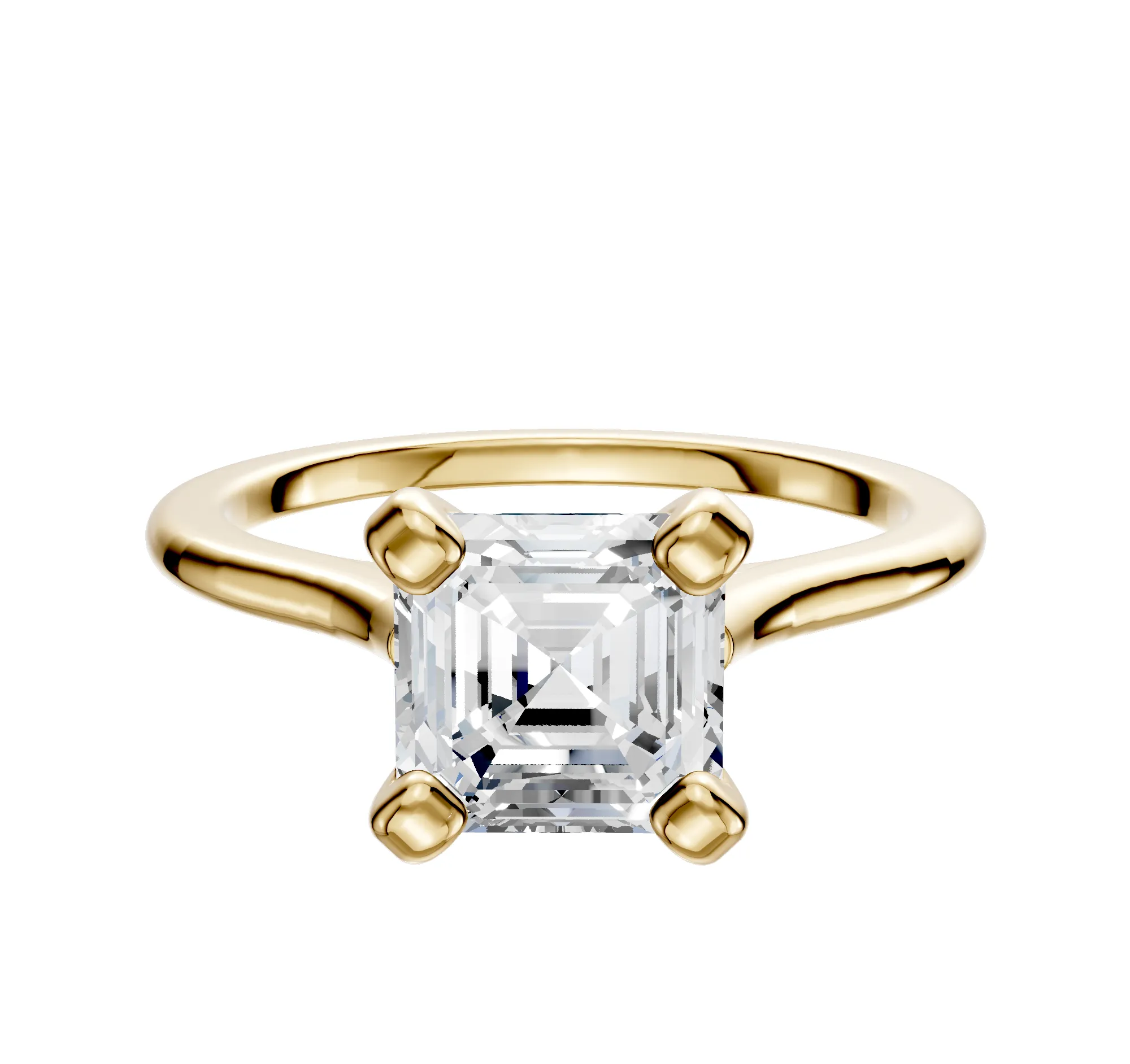 14K Yellow Gold 4 Prong Cathedral Dome 1.5mm Engagement Ring sold by Promise By Effy