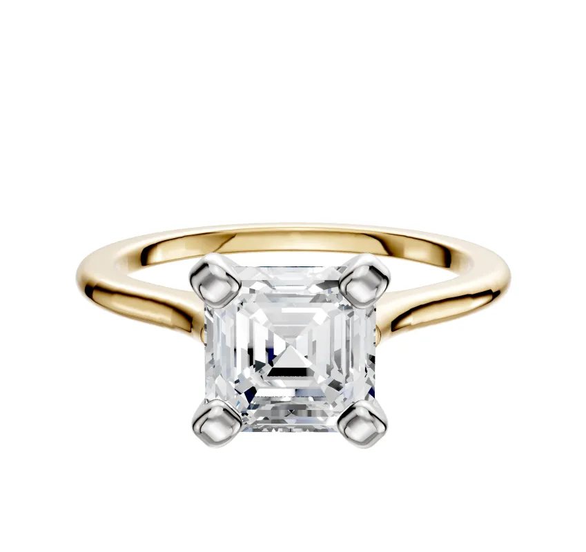 14K Two Tone 4 Prong Cathedral Dome 1.5mm Engagement Ring sold by Promise By Effy