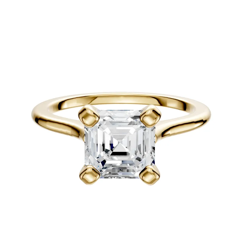 18K Yellow Gold 4 Prong Cathedral Dome 1.5mm Engagement Ring sold by Promise By Effy