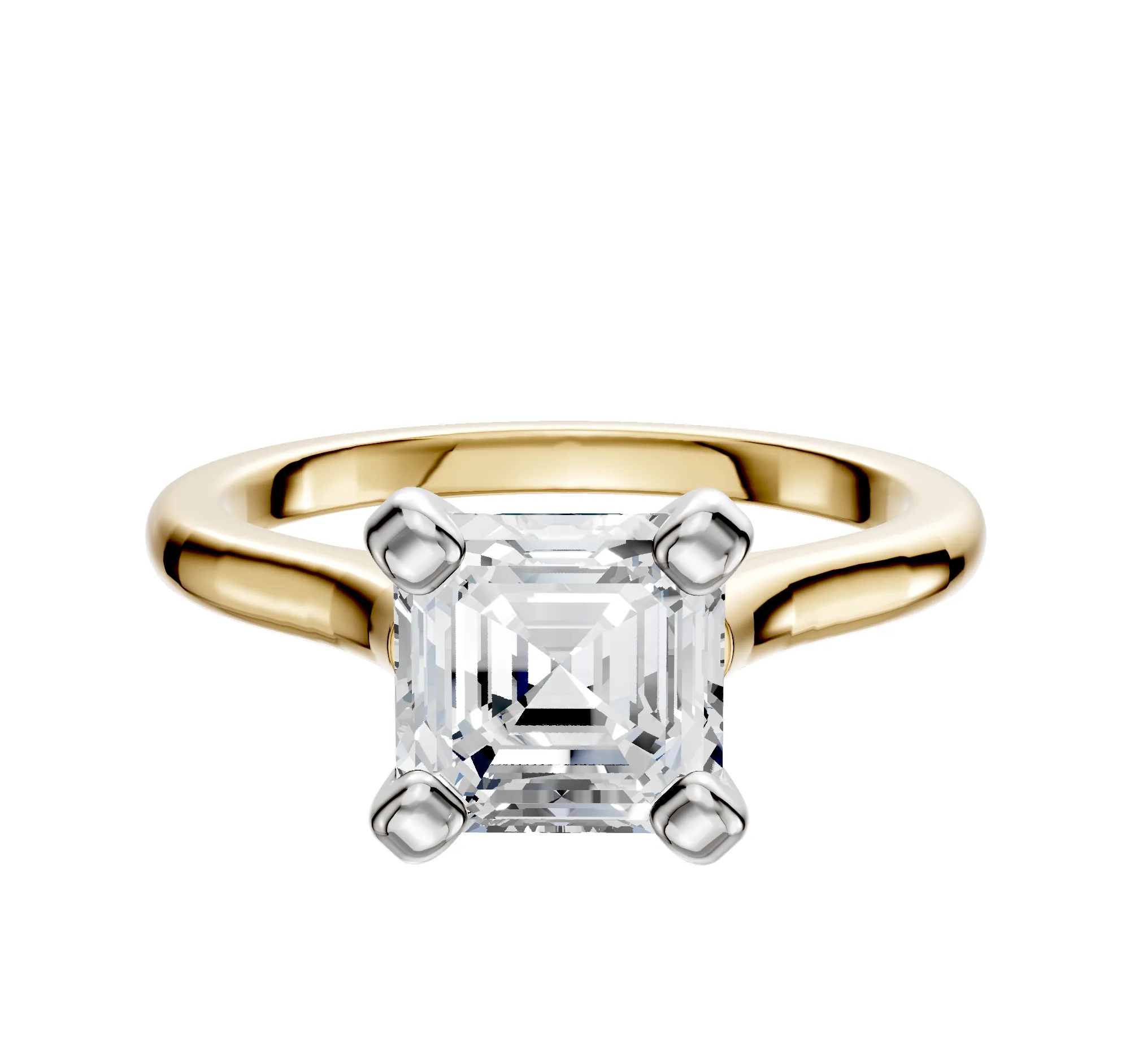 18K Two Tone 4 Prong Cathedral Dome 2.0mm Engagement Ring sold by Promise By Effy