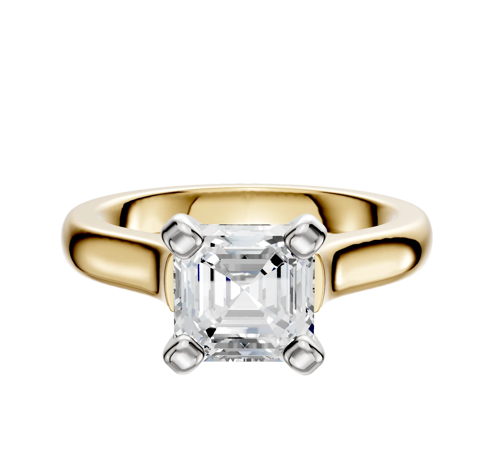 18K Two Tone 4 Prong Cathedral Dome 3.0mm Engagement Ring sold by Promise By Effy