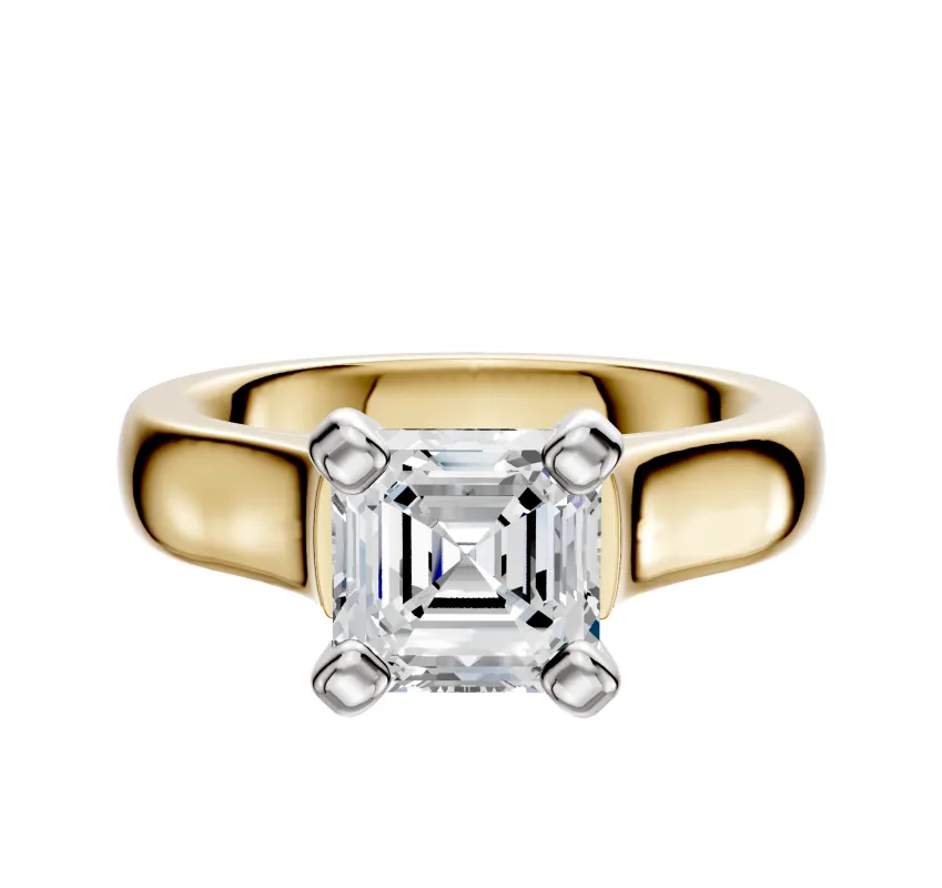 14K Two Tone 4 Prong Cathedral Dome 4.0mm Engagement Ring sold by Promise By Effy