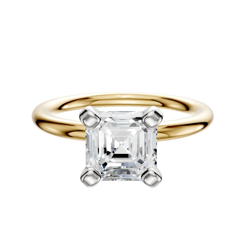 18K Two Tone 4 Prong Classic Dome 2.0mm Engagement Ring made by Promise By Effy