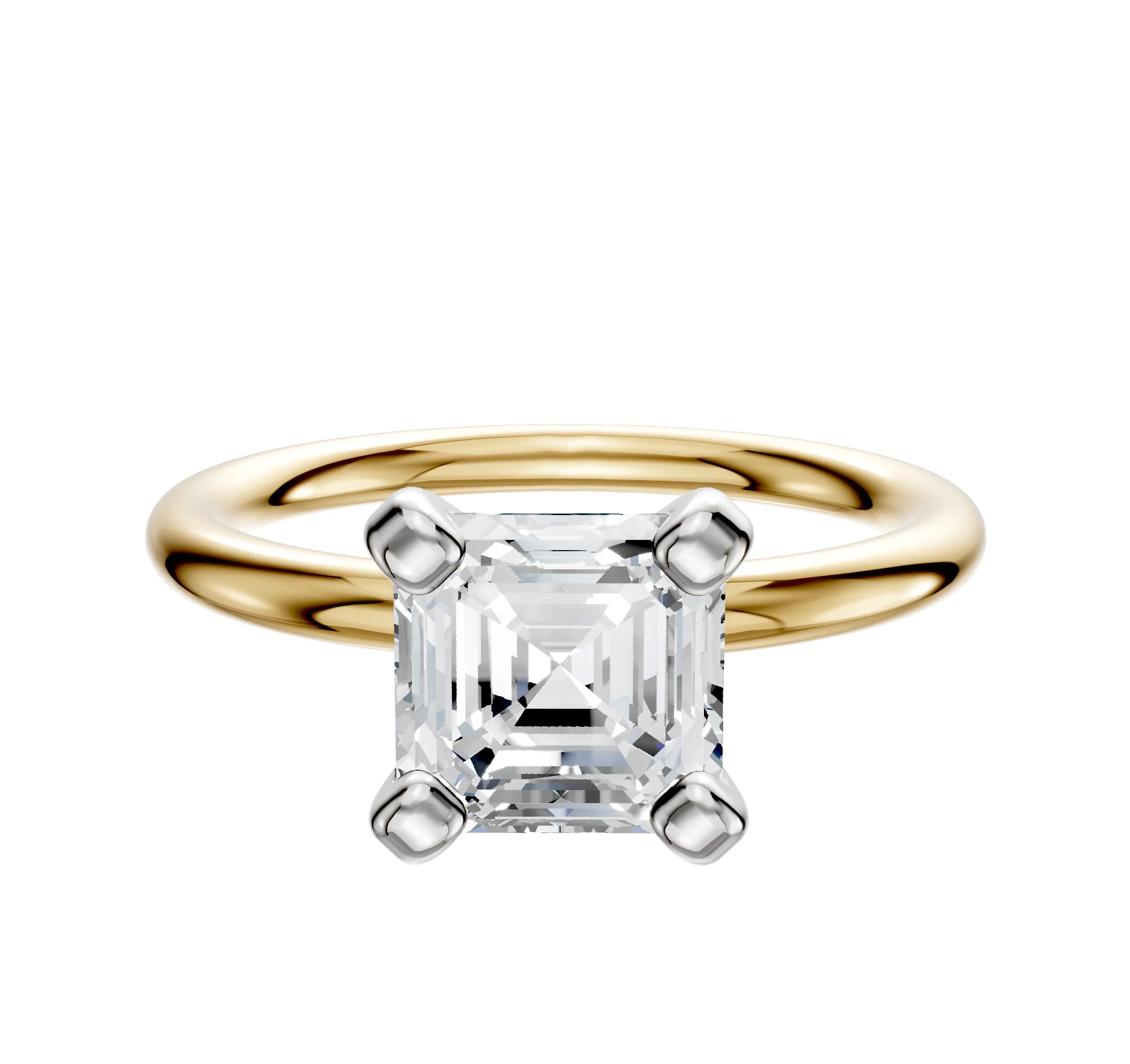 18K Two Tone 4 Prong Classic Dome 2.0mm Engagement Ring sold by Promise By Effy