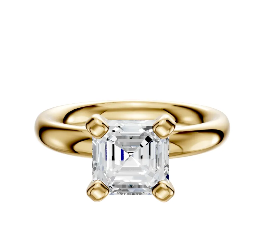 18K Yellow Gold 4 Prong Classic Dome 3.0mm Engagement Ring sold by Promise By Effy