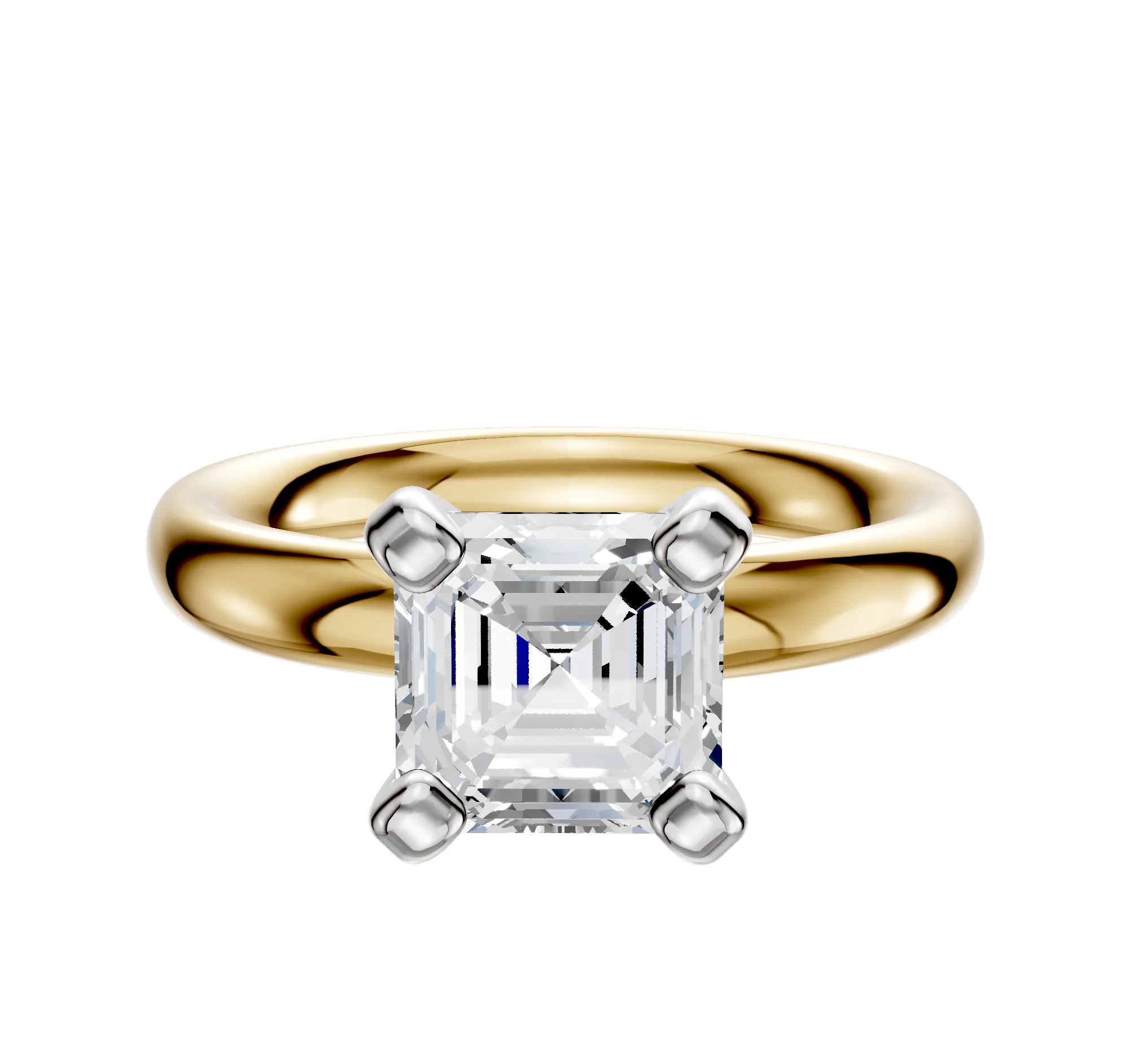 18K Two Tone 4 Prong Classic Dome 3.0mm Engagement Ring sold by Promise By Effy
