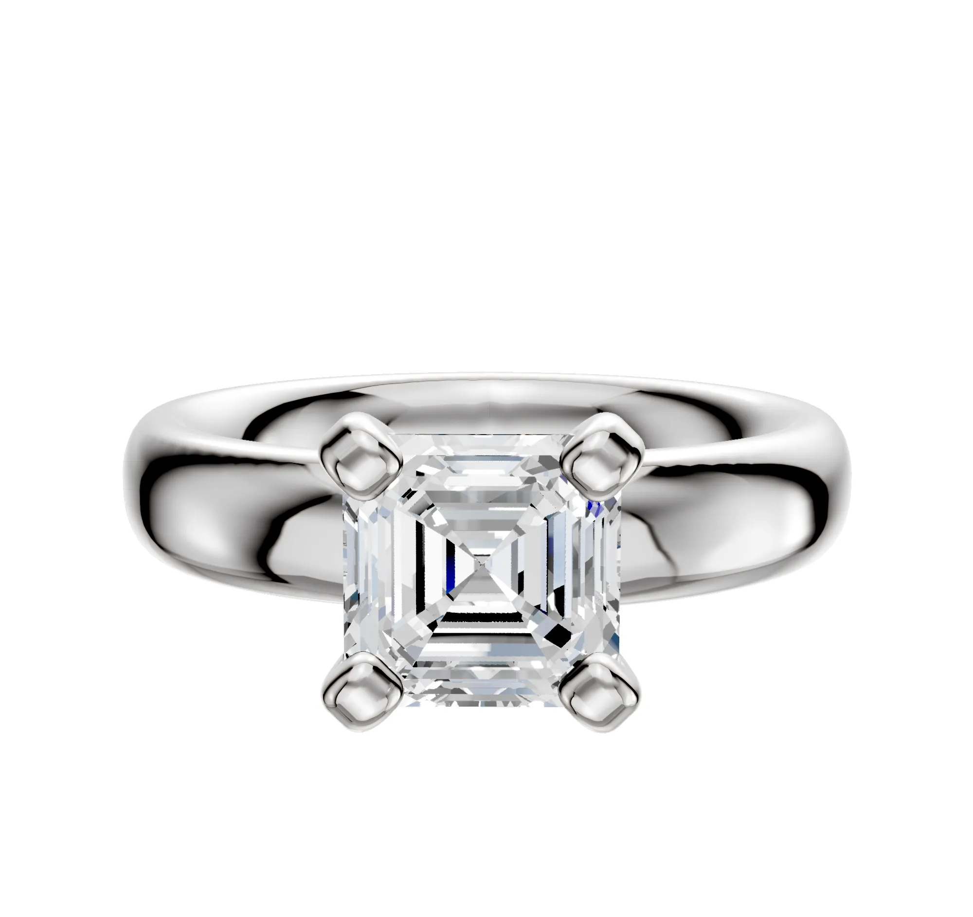 18K White Gold 4 Prong Classic Dome 4.0mm Engagement Ring sold by Promise By Effy