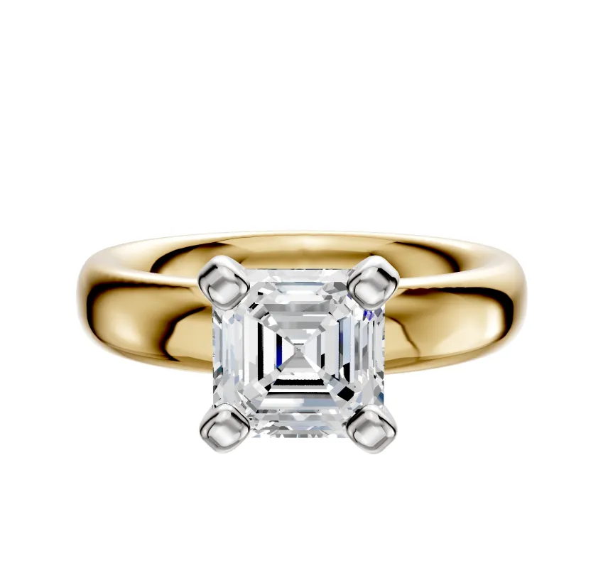 18K Two Tone 4 Prong Classic Dome 4.0mm Engagement Ring sold by Promise By Effy