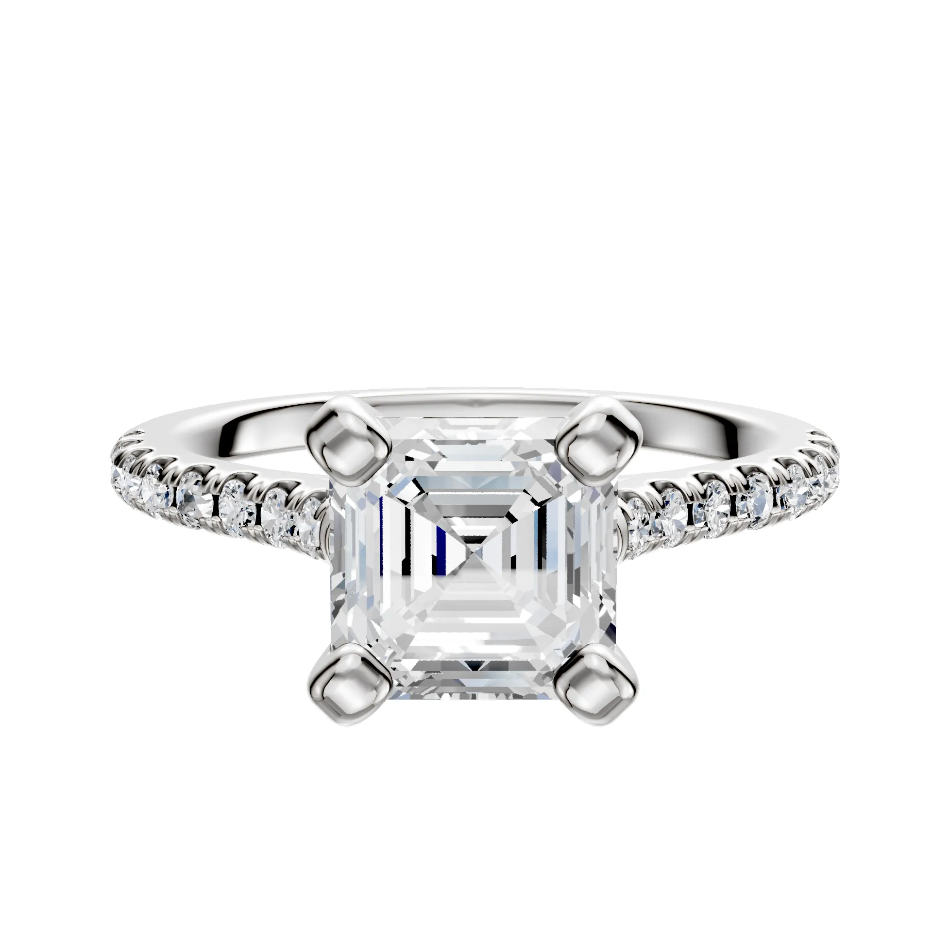 Platinum 4 Prong Cathedral Dome 1-Row-Pave 2.5mm Engagement Ring sold by Promise By Effy