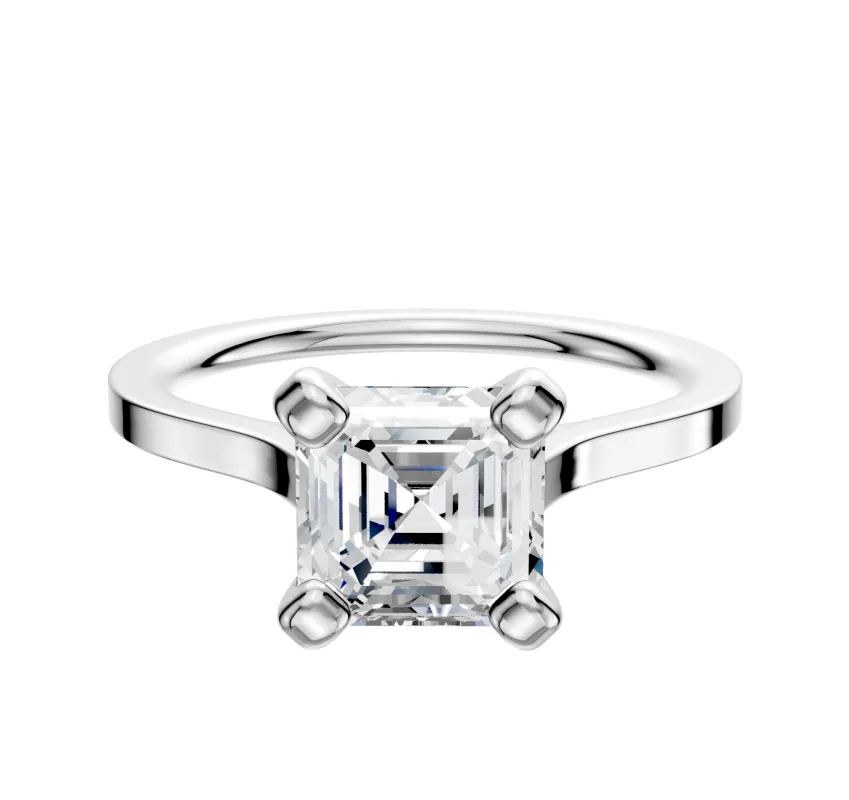 14K White Gold 4 Prong Cathedral Flat 1.5mm Engagement Ring sold by Promise By Effy
