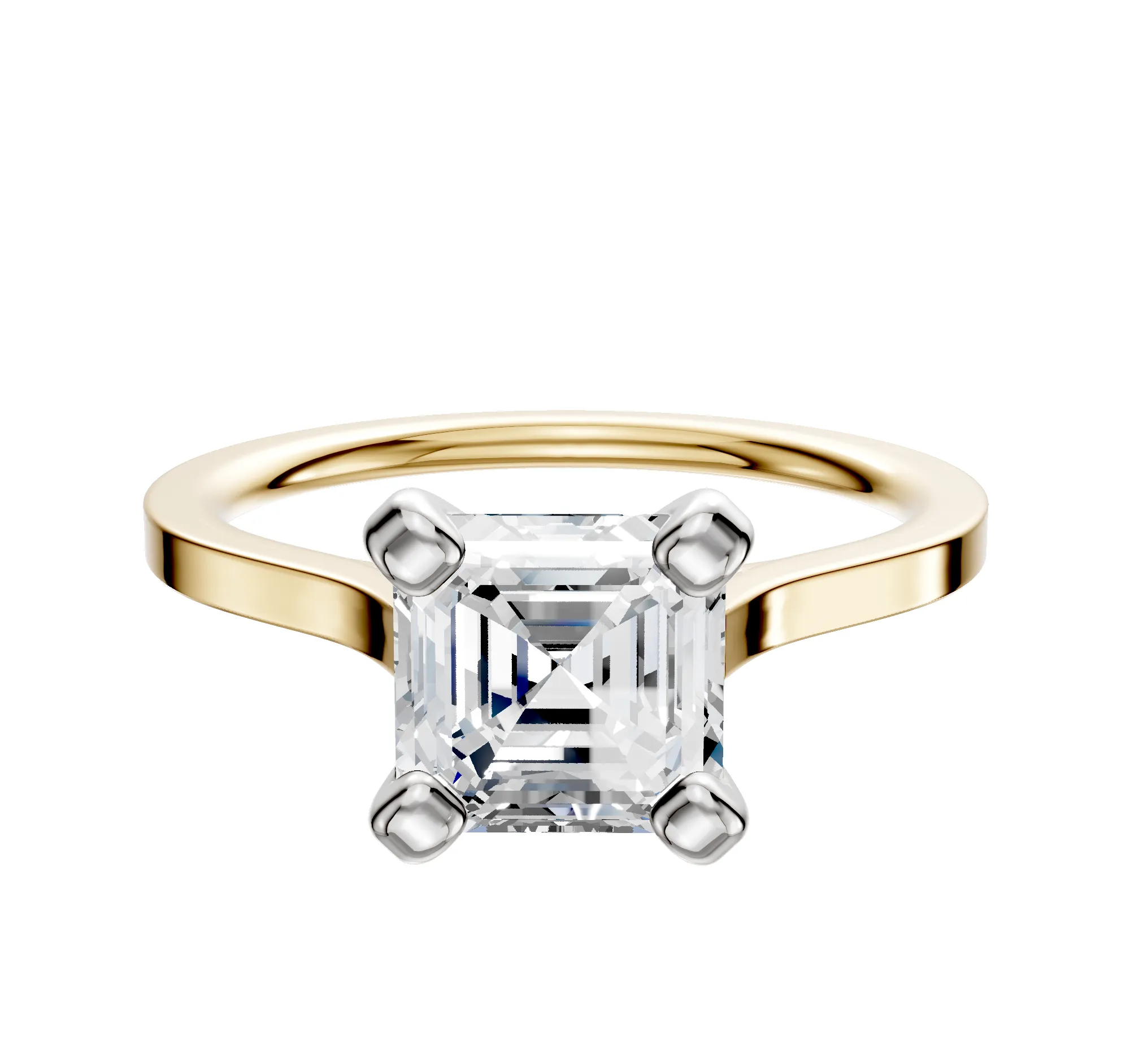 18K Two Tone 4 Prong Cathedral Flat 1.5mm Engagement Ring sold by Promise By Effy
