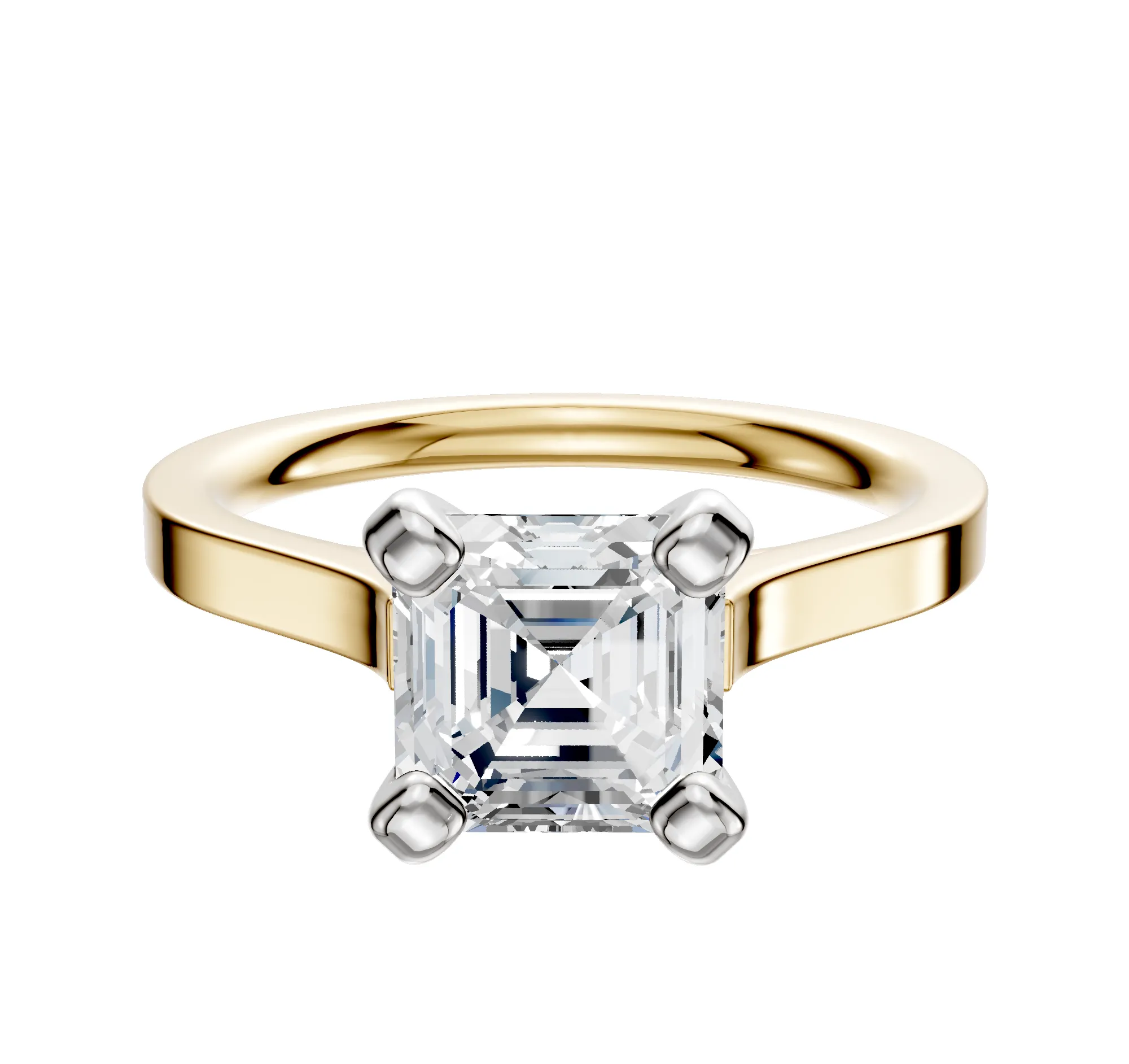 14K Two Tone 4 Prong Cathedral Flat 2.0mm Engagement Ring sold by Promise By Effy