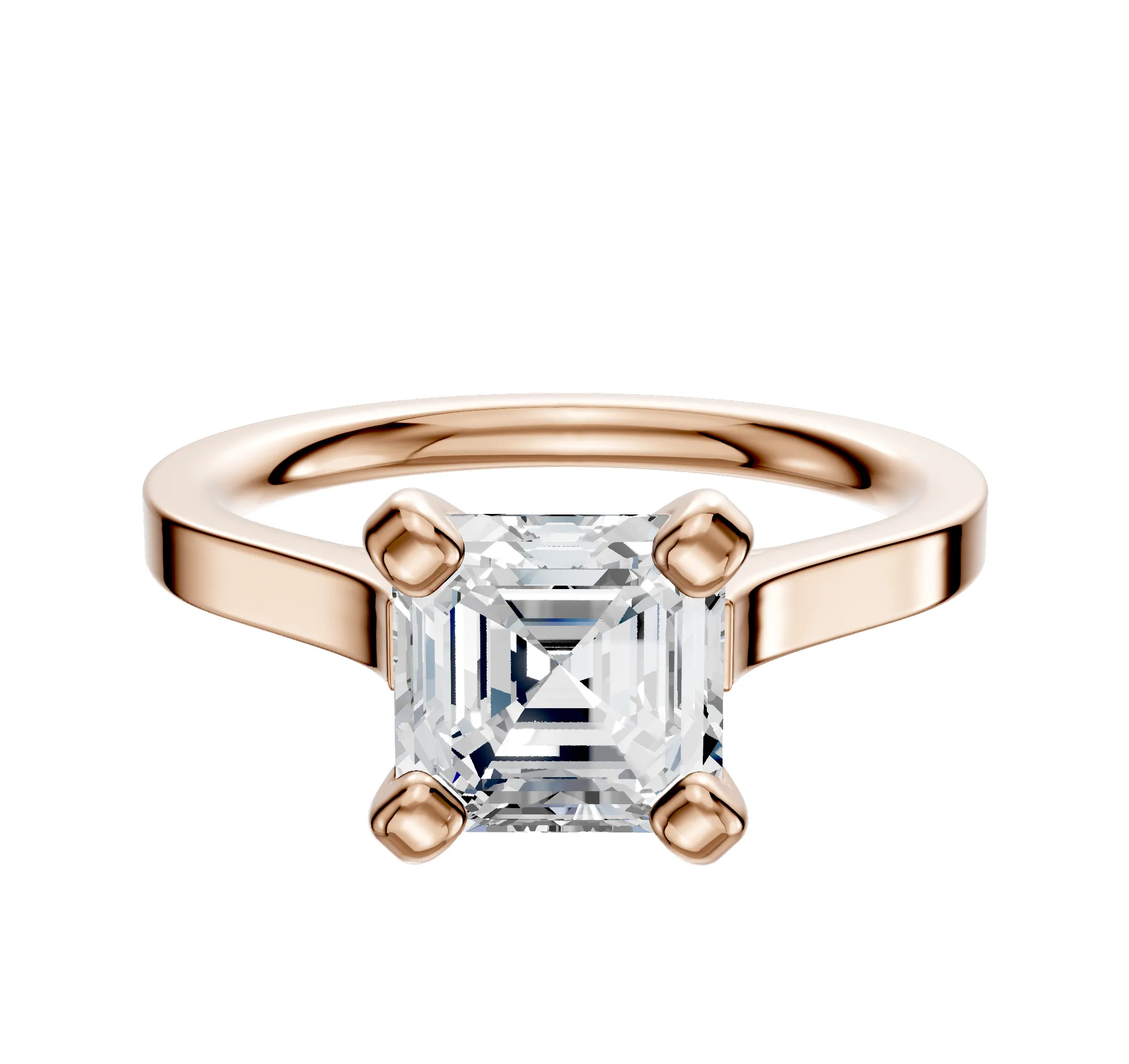 18K Rose Gold 4 Prong Cathedral Flat 2.0mm Engagement Ring sold by Promise By Effy