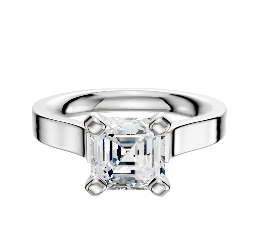 14K White Gold 4 Prong Cathedral Flat 3.0mm Engagement Ring sold by Promise By Effy