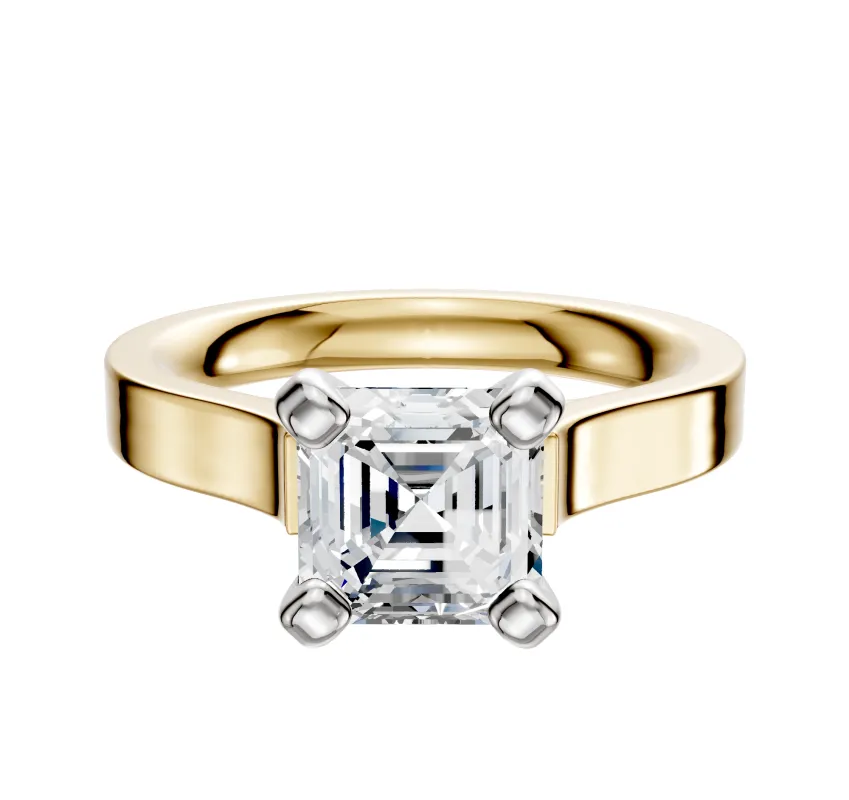 14K Two Tone 4 Prong Cathedral Flat 3.0mm Engagement Ring sold by Promise By Effy