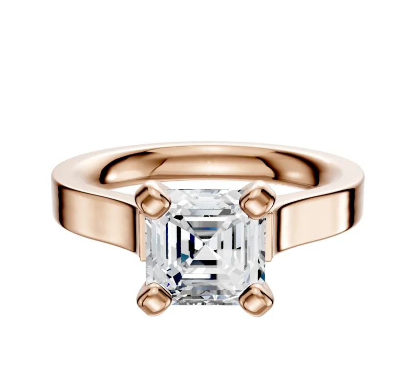 14K Rose Gold 4 Prong Cathedral Flat 3.0mm Engagement Ring made by Promise By Effy