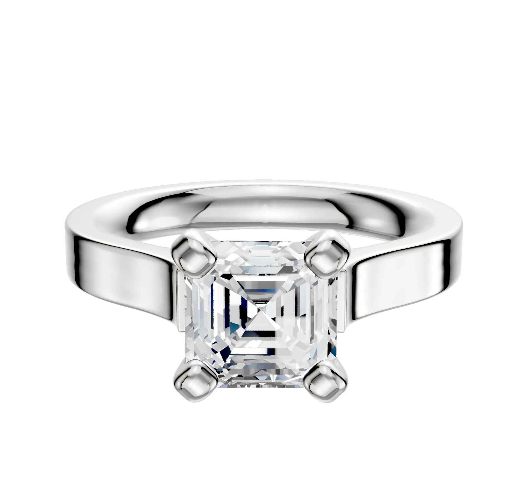 18K White Gold 4 Prong Cathedral Flat 3.0mm Engagement Ring sold by Promise By Effy