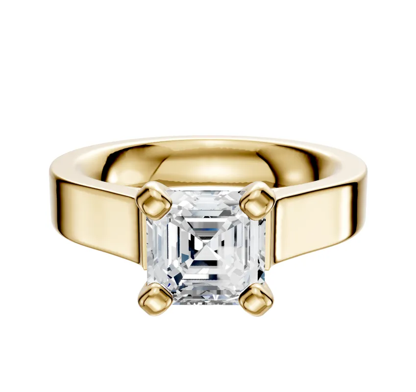 18K Yellow Gold 4 Prong Cathedral Flat 4.0mm Engagement Ring sold by Promise By Effy