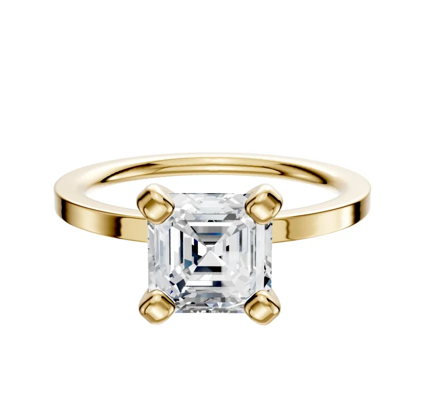 14K Yellow Gold 4 Prong Classic Flat 1.5mm Engagement Ring sold by Promise By Effy