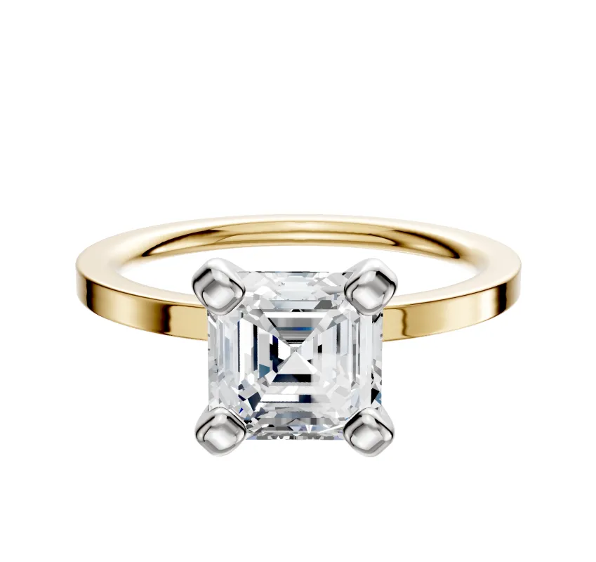 14K Two Tone 4 Prong Classic Flat 1.5mm Engagement Ring sold by Promise By Effy