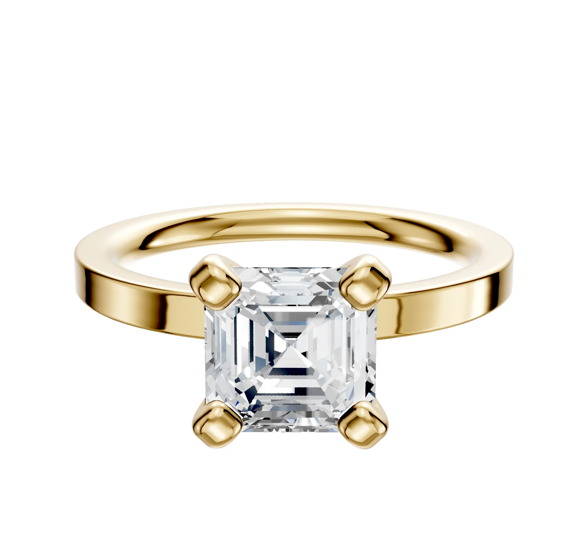 18K Yellow Gold 4 Prong Classic Flat 2.0mm Engagement Ring sold by Promise By Effy