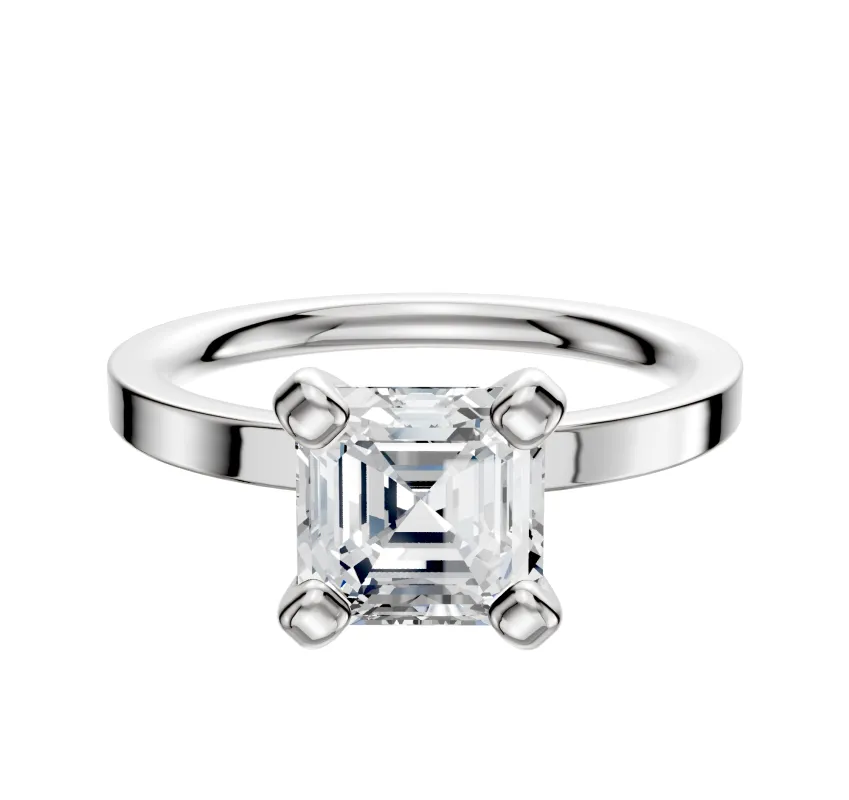 18K White Gold 4 Prong Classic Flat 2.0mm Engagement Ring sold by Promise By Effy