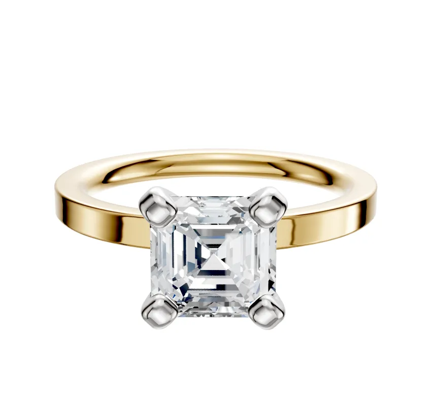 18K Two Tone 4 Prong Classic Flat 2.0mm Engagement Ring sold by Promise By Effy