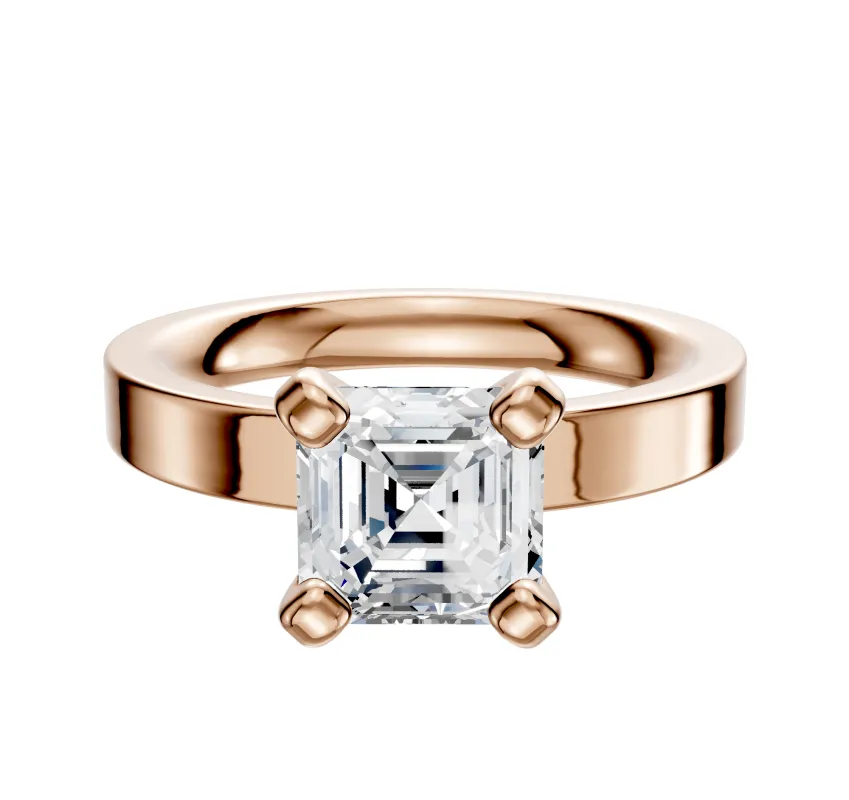 14K Rose Gold 4 Prong Classic Flat 3.0mm Engagement Ring sold by Promise By Effy