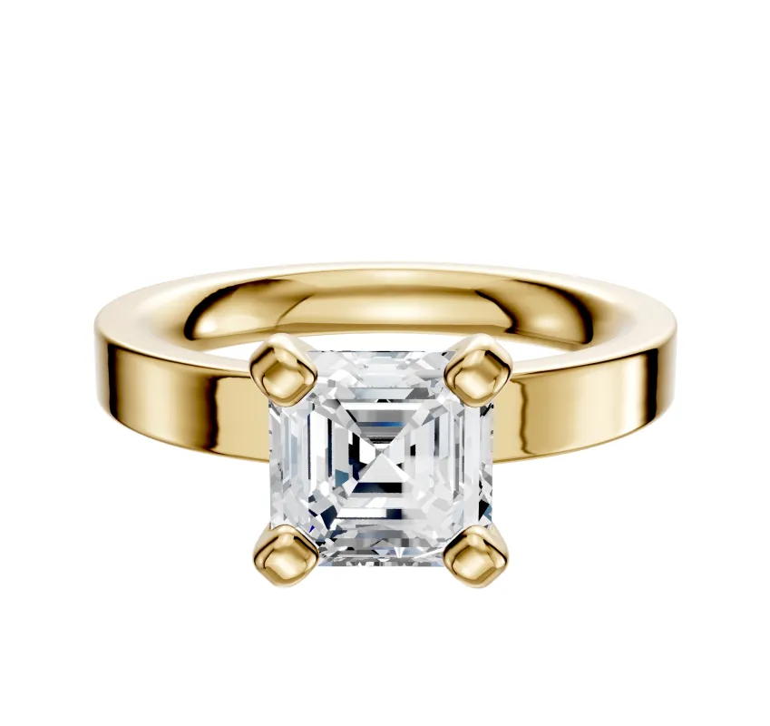 14K Yellow Gold 4 Prong Classic Flat 3.0mm Engagement Ring sold by Promise By Effy