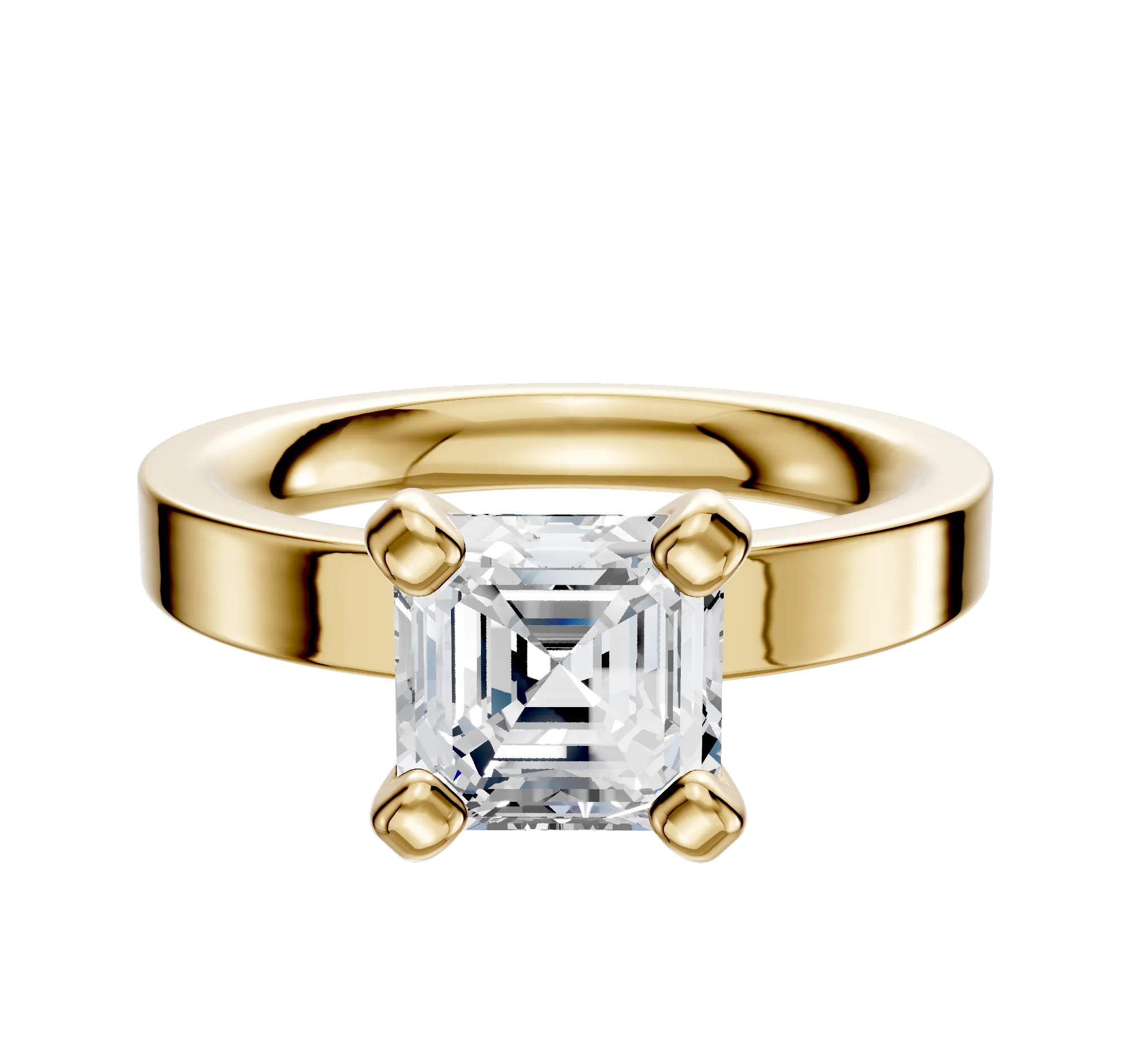 18K Yellow Gold 4 Prong Classic Flat 3.0mm Engagement Ring sold by Promise By Effy