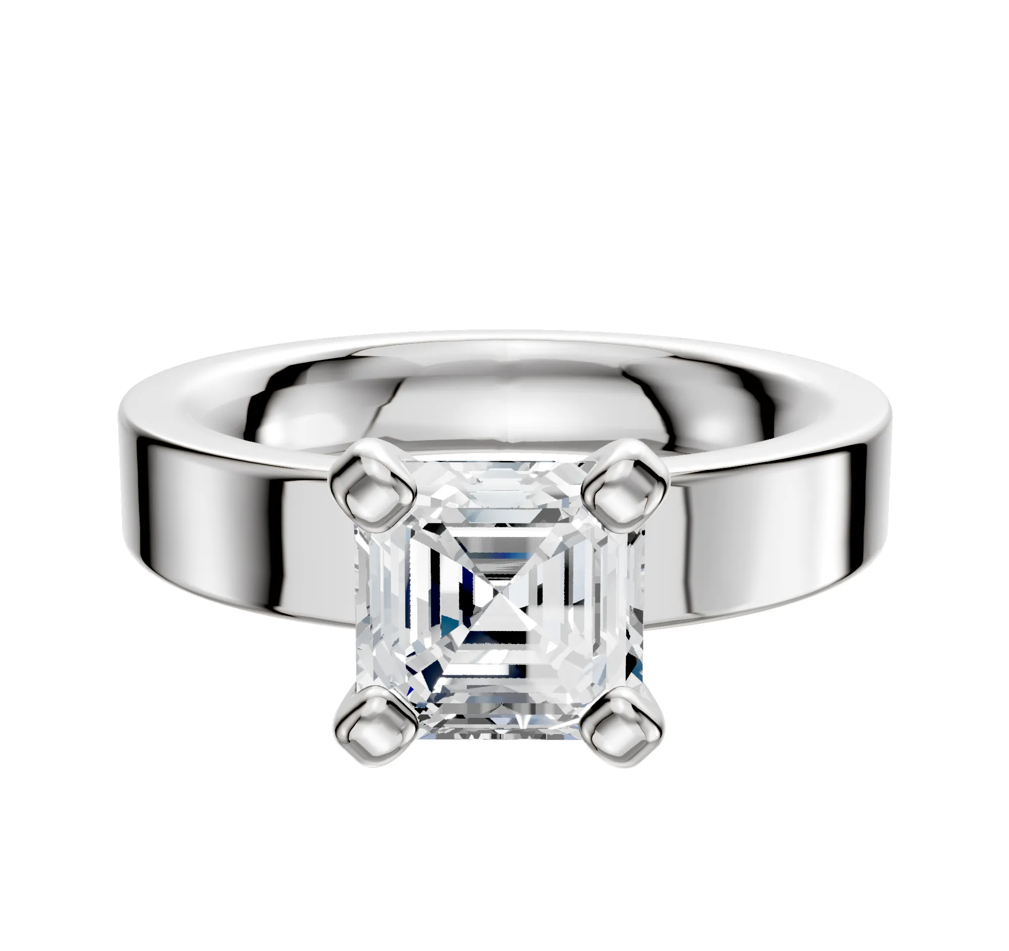 18K White Gold 4 Prong Classic Flat 4.0mm Engagement Ring sold by Promise By Effy