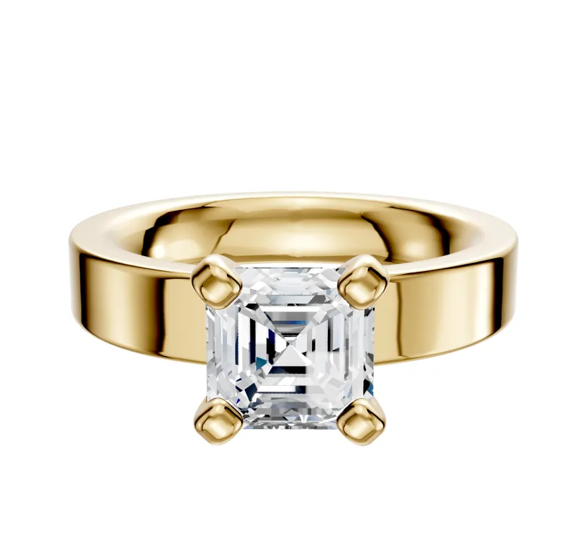 18K Yellow Gold 4 Prong Classic Flat 4.0mm Engagement Ring sold by Promise By Effy