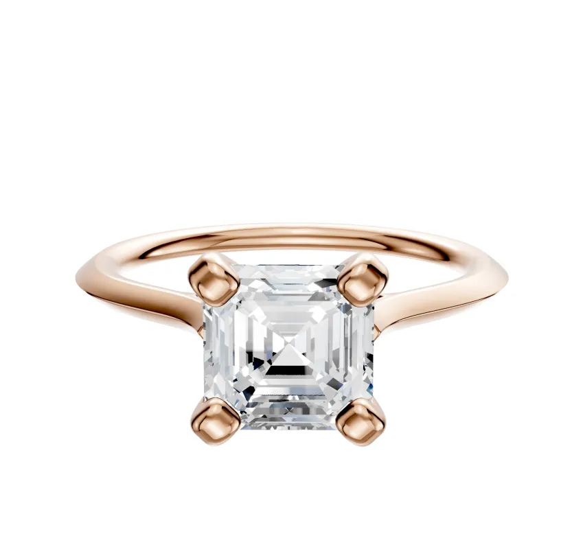 14K Rose Gold 4 Prong Cathedral Knife Edge 1.5mm Engagement Ring sold by Promise By Effy