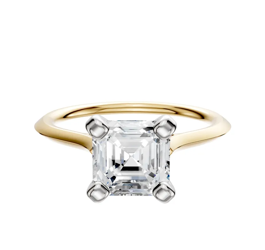 18K Two Tone 4 Prong Cathedral Knife Edge 1.5mm Engagement Ring sold by Promise By Effy