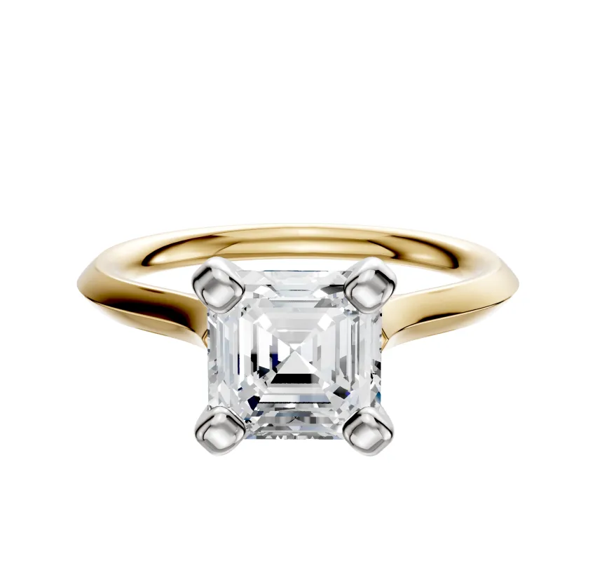 18K Two Tone 4 Prong Cathedral Knife Edge 2.0mm Engagement Ring sold by Promise By Effy