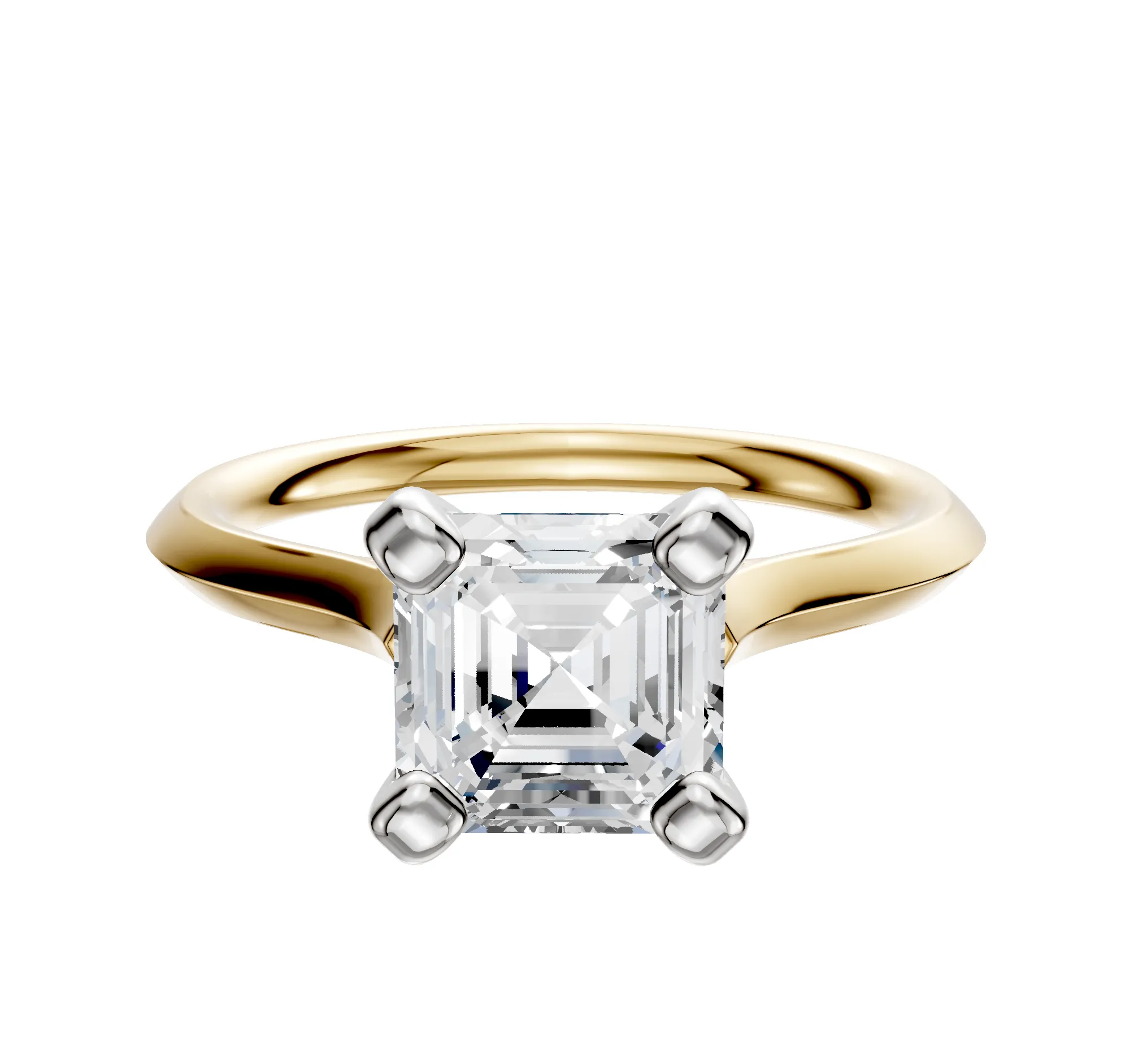 18K Two Tone 4 Prong Cathedral Knife Edge 2.0mm Engagement Ring sold by Promise By Effy