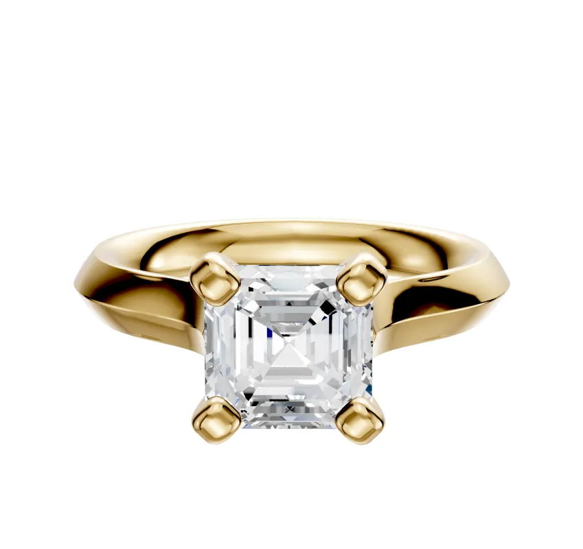 14K Yellow Gold 4 Prong Cathedral Knife Edge 3.0mm Engagement Ring sold by Promise By Effy