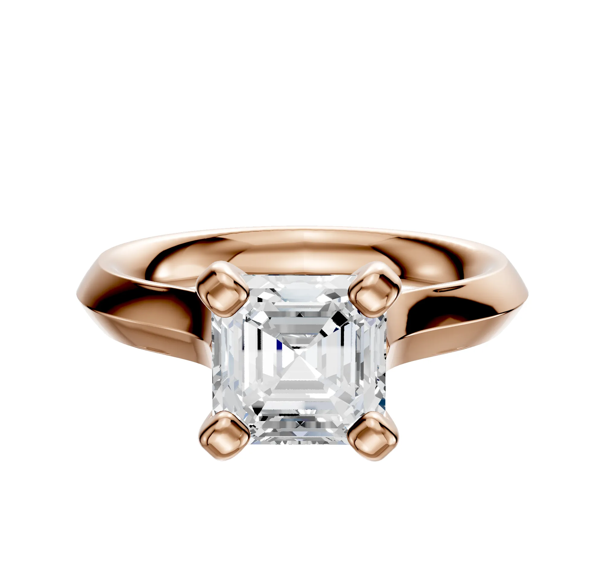 18K Rose Gold 4 Prong Cathedral Knife Edge 3.0mm Engagement Ring sold by Promise By Effy